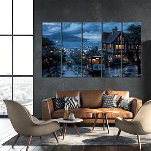 Istanbul Cityscape Canvas Print: Flat, Printed Turkey Landscape,SET OF 5 CANVAS - Product Image 1