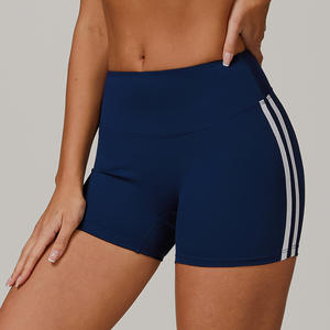 Shorts de sport pour femmes à maintien élevé, taille mi-haute, couleur unie, avec cordon de serrage, pour yoga, entraînement, course à pied et cyclisme, personnalisables avec logo - Product Image 5