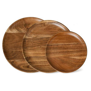 Assiettes en bois à pizza plates, service de vaisselle fait main le plus vendu, assiette en bois naturel de style minimaliste - Product Image 2