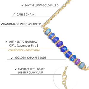 GOODSTONE JEWELS Collar de cadena de barra de Plata de Ley 925 18IN Cuentas de ópalo de lavanda natural Relleno de oro amarillo para mujeres Boda - Product Image 4