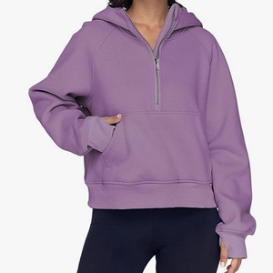 Sudaderas Casuales de Punto para Mujer 2023, Transpirables, con Media Cremallera, Orificios para los Pulgares, Atuendos de Primavera, Impresión Personalizada - Product Image 3