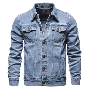 Veste en jean en toile personnalisée de haute qualité pour hommes à la mode avec col montant et logo avant Veste d'hiver à capuche pour hommes - Product Image 1