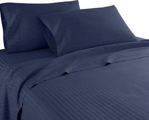 Juego de Sábanas de 4 Piezas con Rayas de Satén 100% Poliéster 300 Hilos, Tamaño King y Queen, Bolsillos Profundos, Incluye Sábana Ajustable, Sábana Plana y Fundas de Almohada - Product Image 2