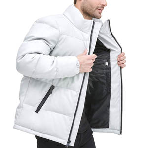 แจ็กเก็ตขนปลาปักเป้าสำหรับผู้ชายฤดูหนาวแบบเรียบมีช่องด้านหลังออกแบบได้ตามต้องการ - Product Image 6