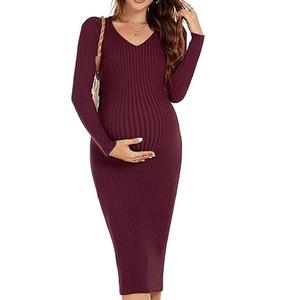 Robe de maternité décontractée à manches longues pour l'été, respirante, pour l'allaitement, vêtements de grossesse pour maman - Product Image 5