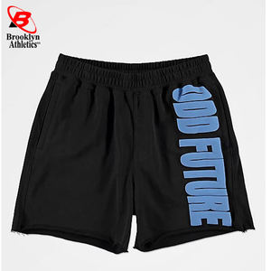 กางเกงขาสั้นกีฬาของผู้ชายผ้าแคนวาสแบบลำลองผ้าใยสังเคราะห์สีพื้นย้อมสีเรียบขนาดพลัสไซส์ออกแบบโลโก้ได้ตามต้องการ - Product Image 1