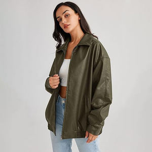 <b>Women's</b> <b>Jackets</b> Ladies Oversize Vintage <b>Bomber</b> <b>Leather</b> <b>Jacket</b> <b>Women</b> Real Soft <b>Leather</b> <b>Jacket</b> Casual - Product Image 5