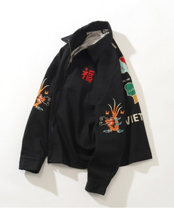 Giacca Moto Sukajan Vintage Vietnam Souvenir Bomber Dragon <span class=keywords><strong>Top</strong></span> Gun in Tela Spalmata Ricamata Personalizzata - Product Image 6
