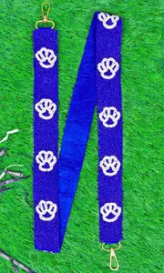 Beaded Bag Strap <b>Green</b> Gold Stripe - Product Image 2