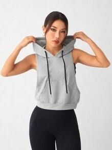 Haute qualité Logo personnalisé femmes sans manches à capuche Gym Stringer séchage rapide Jersey débardeurs hiver été doublé printemps - Product Image 4
