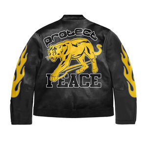 Personnalisé hiver boxy recadrée streetwear brodé zip up varsity mens pu race vestes véritable fabricant de veste en cuir véritable - Product Image 5