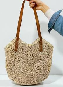 Summer Straw Bag for Women | Rattan Woven Shoulder <b>Handbag</b> | Hollow Raffia <b>Crochet</b> Beach Tote Casual <b>Handbag</b> - Product Image 2