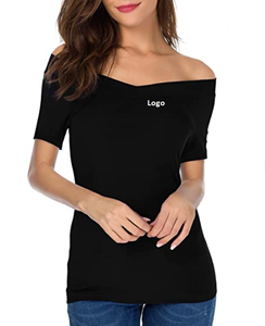 Nuevas camisas para mujer fuera del hombro Tops Sexy cuello en V Slim Fit camisas Tops blusas - Product Image 4