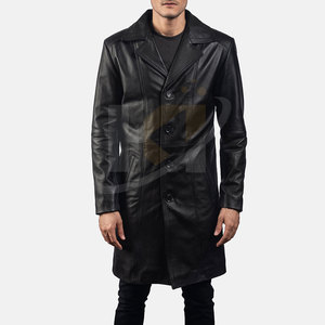 2025 couleur unie hommes décontracté hiver chaud en cuir manteau hommes nouveau hiver mode en cuir Trench manteau pour hommes - Product Image 5