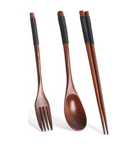 High Dark Antique Polished Handmade Mango Wood Flatware Set Biodegradable Wooden Cutlery Including Fork Table Serving Wholesale - Product Image 1