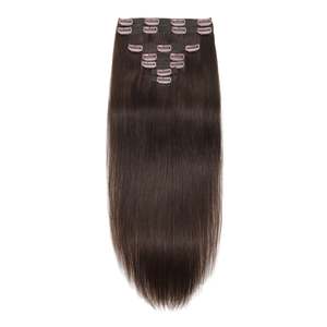 Extensions de cheveux humains indiens Remy 9A à clipser, 28 pouces, simple trame, brun chocolat - Product Image 3