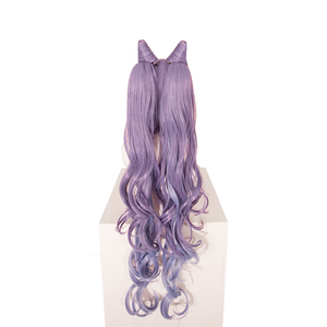 Peluca de Cosplay de Keqing de <span class=keywords><strong>Genshin</strong></span> <span class=keywords><strong>Impact</strong></span>, con Encaje Transparente y Liso, Estilo Anime - Product Image 4