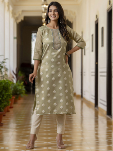 Most Selling Designer Women Embroidered Straight <b>Kurti</b> for Festive Occasions Traditional Ethnic Wear Worldwide Supply Available - Product Image 2
