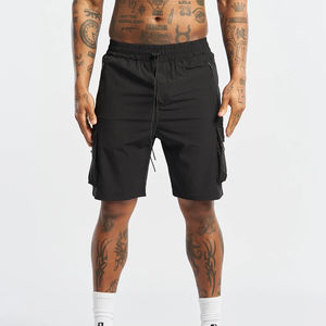 Shorts de sport unisexe coupe européenne, 5 pouces, extensibles, style cargo, tissu polyester-coton respirant, motif logo à la taille - Product Image 6