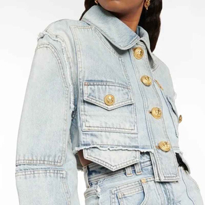 Hot Selling Cropped <b>Denim</b> Wear Clothing Ladies Jeans <b>Jackets</b> OEM ODM Design Embroidery <b>Denim</b> Crop <b>Jacket</b> & Outerwear <b>for</b> <b>men</b> - Product Image 2