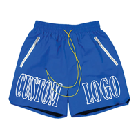 Short de gymnastique à séchage rapide 100% coton bleu royal pour homme avec poches zippées Jogger décontracté pour la course à pied et le fitness Motif solide