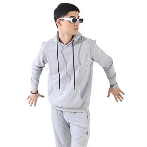 <b>Men</b> light <b>grey</b> pullover hoodie fleece tracksuit long sleeve <b>sweatshirt</b> and joggers casual streetwear winter fashion outfit - Product Image 1