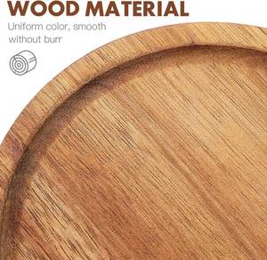 Plateaux décoratifs en bois d'acacia pour table basse Plateau de service en bois rustique Lot de 2 plateaux ronds en bois pour centre de table - Product Image 6