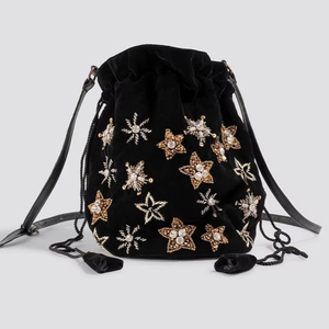 2025 Party-Wear/Wedding Collection Tela de terciopelo negro Muñeca POTLI Bolsas Cuentas de cristal Perla DABKA BORDADO Material de seda - Product Image 1