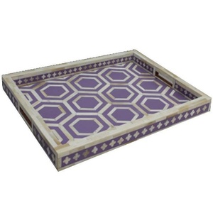Plateau de service traditionnel en incrustation d'os taille personnalisée plateau décoratif artisanal pour la maison hôtel cuisine thé café Snack plateau de service - Product Image 2