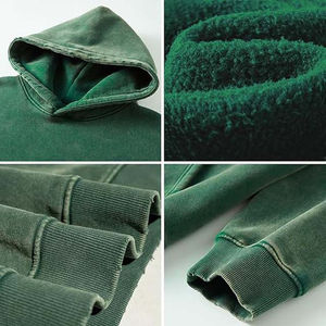 Sudadera con Capucha para Hombre, Estilo Urbano, Lavado Ácido, Tejido de Punto, Sin Forro, Antiarrugas, Corte Regular, Invierno, Tinte Liso, 100% Algodón - Product Image 2