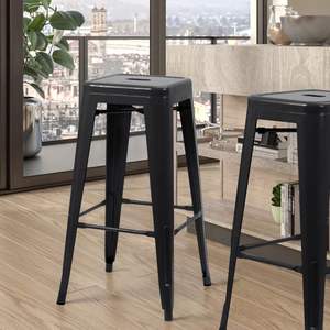 Tabourets de bar en métal Hauteur de bar Tabourets dos nu haut Patio Intérieur Extérieur Tabourets de cuisine empilables Chaises de bar industrielles - Product Image 5