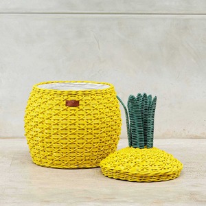 Panier de rangement multifonctionnel et écologique en rotin ananas jaune - Product Image 2
