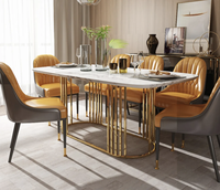Ensemble table à manger en marbre de luxe et brillant Simple carré avec dessus en pierre maisons extensibles restaurant extérieur chambre à coucher école salle de bain