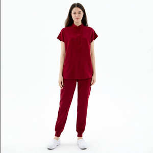 Ensemble d'uniformes de jogging extensibles à 4 voies pour femmes élégantes Uniforme de travail d'infirmière médicale Top et pantalon Costumes d'infirmière - Product Image 2