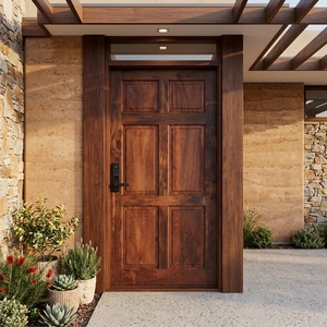 Juego de Puerta de Entrada Tradicional Legacy Estate de 6 Paneles, Elevada, de Madera Maciza de Merbau, Impermeable, con Marco Moldeado y Superficie Acabada - Product Image 4