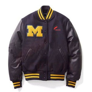 Chaqueta Letterman Personalizable de Color Sólido para Hombre, Nuevo Diseño, de Secado Rápido, Transpirable, de Poliéster/Algodón, Cálida para Invierno, Estilo Urbano - Product Image 1