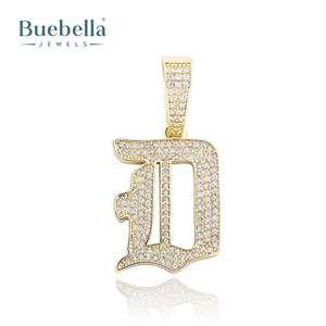 14K oro blanco y 925 plateado Iced Out Custom Old English Letter Pendant para hombres Hip Hop Style Moissanite Jewelry - Product Image 2