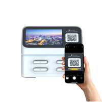 Station de location de batteries externes 4 emplacements en ABS ignifuge avec logo OEM 2025, écran publicitaire, code QR, pour ordinateurs portables, montres connectées, microphones et appareils photo