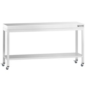 Commercial Stainless Steel Centre <b>Table</b> PREMIUM - 2000x800mm - with Undershelf - with <b>Wheels</b> - Product Image 1
