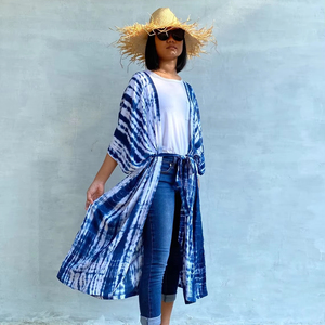 Tye and dye Flowing Summer Wear Vestido largo liso de algodón liso para verano Ropa de playa Vestido largo liso para mujer - Product Image 1