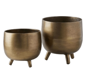 <b>Bronze</b> Pedestal Cylinder Planter Set with Luxury Tall Metal Floor <b>Pots</b> for Modern Home & Office Decor - Product Image 5