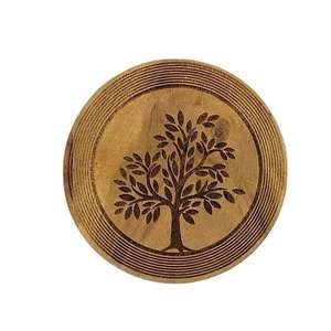 Conception personnalisée Logo antidérapant rond vierge liège naturel tapis et tampons ensembles de sous-verres réutilisables avec support gravé au laser imprimé - Product Image 4