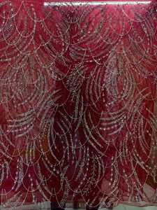 Tela de Encaje Francés Tradicional de Lujo Hecha a Mano con Cristales y Adornos de Cuentas, Material de Alta Calidad - Product Image 2