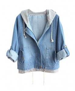 Chaqueta vaquera versátil con capucha para Otoño/Invierno con decoración de botones, ropa de abrigo informal, capas para cualquier ocasión, técnicas lavadas - Product Image 3