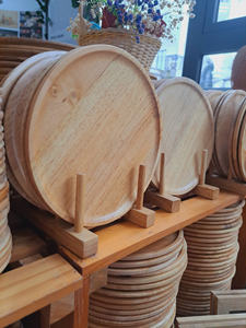 Assiette en bois ronde en gros pour les ustensiles de cuisine de restaurant Assiette de service de nourriture écologique au nouveau design pour la fête - Product Image 4