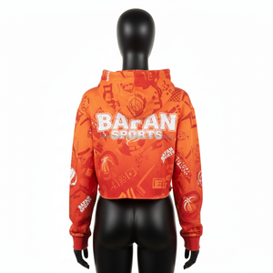 Sudadera Corta para Mujer, Premium, 280GSM, Mezcla de Poliéster Suave, Color Naranja Brillante, Estampado Completo con Diseño de Logotipo Personalizado por Transferencia de Calor - Product Image 2