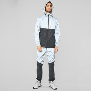 Ensemble deux pièces personnalisé de haute qualité pour homme, en polaire respirante et nylon, avec fermeture éclair, coupe-vent épais, décontracté et uni - Product Image 1