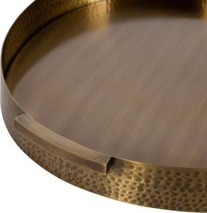 Plateau rond en métal martelé avec poignées Plateau décoratif et de service pour la maison, l'hôtel et les cadeaux - Product Image 4