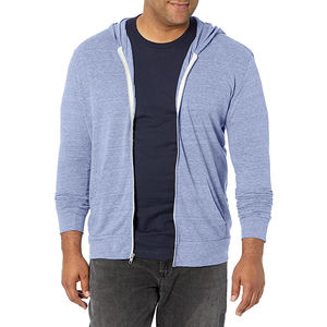 Sudadera con capucha de lana para hombre, ropa deportiva de Color sólido con cremallera completa, térmico, con Logo personalizado, para gimnasio, novedad de invierno - Product Image 1