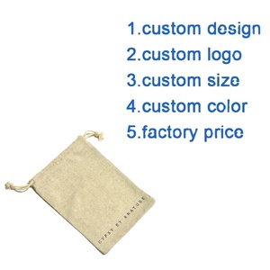 Pochette de rangement pour bijoux en coton et lin naturel, sac à cordon, sac d'emballage en coton, logo personnalisé - Product Image 4